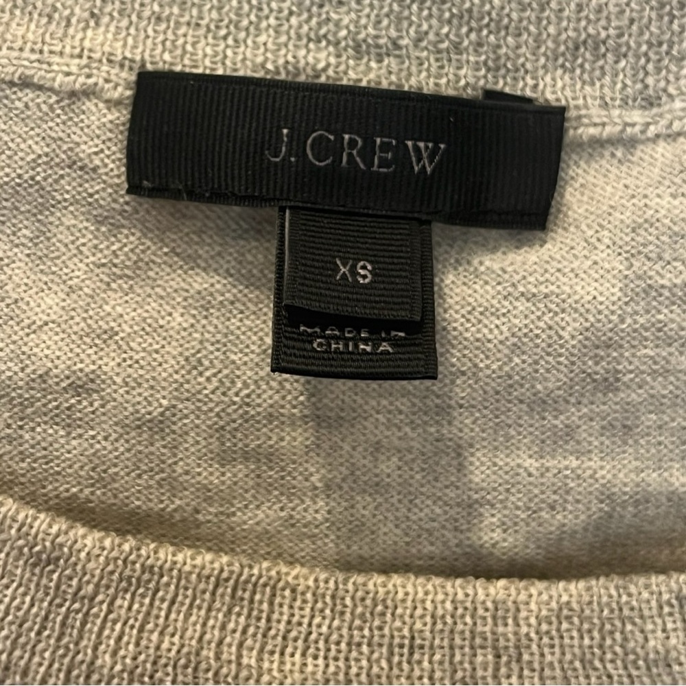 J. Crew Light Gray Striped Merino Wool Sweater Size XS - Picture 3 of 4